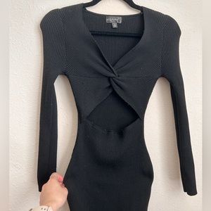 Black knitwear body con dress